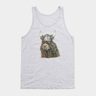 Newfoundland Dog in Viking Helmet with Horns Tank Top